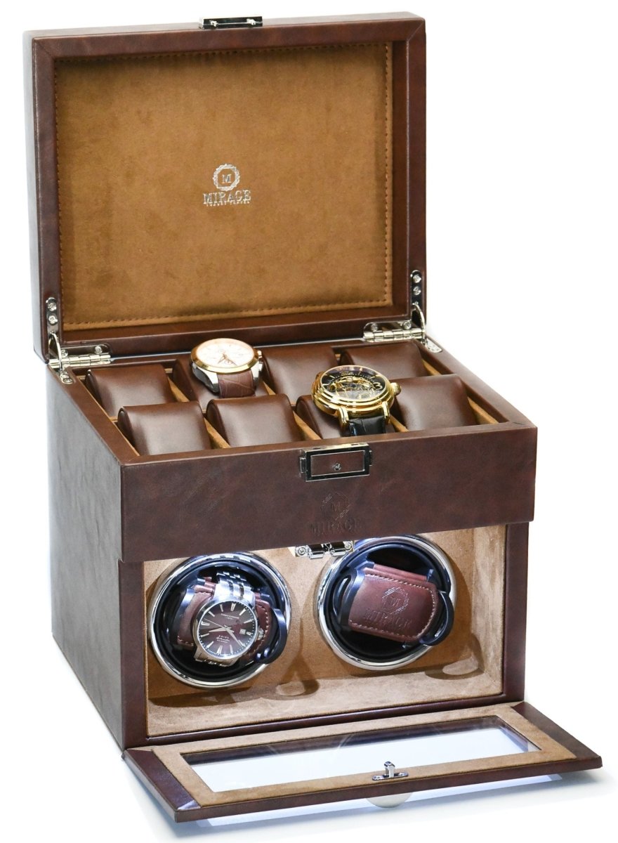 Luxury Watch Winder Box - Coffee Brown watch band - Strapped For Time