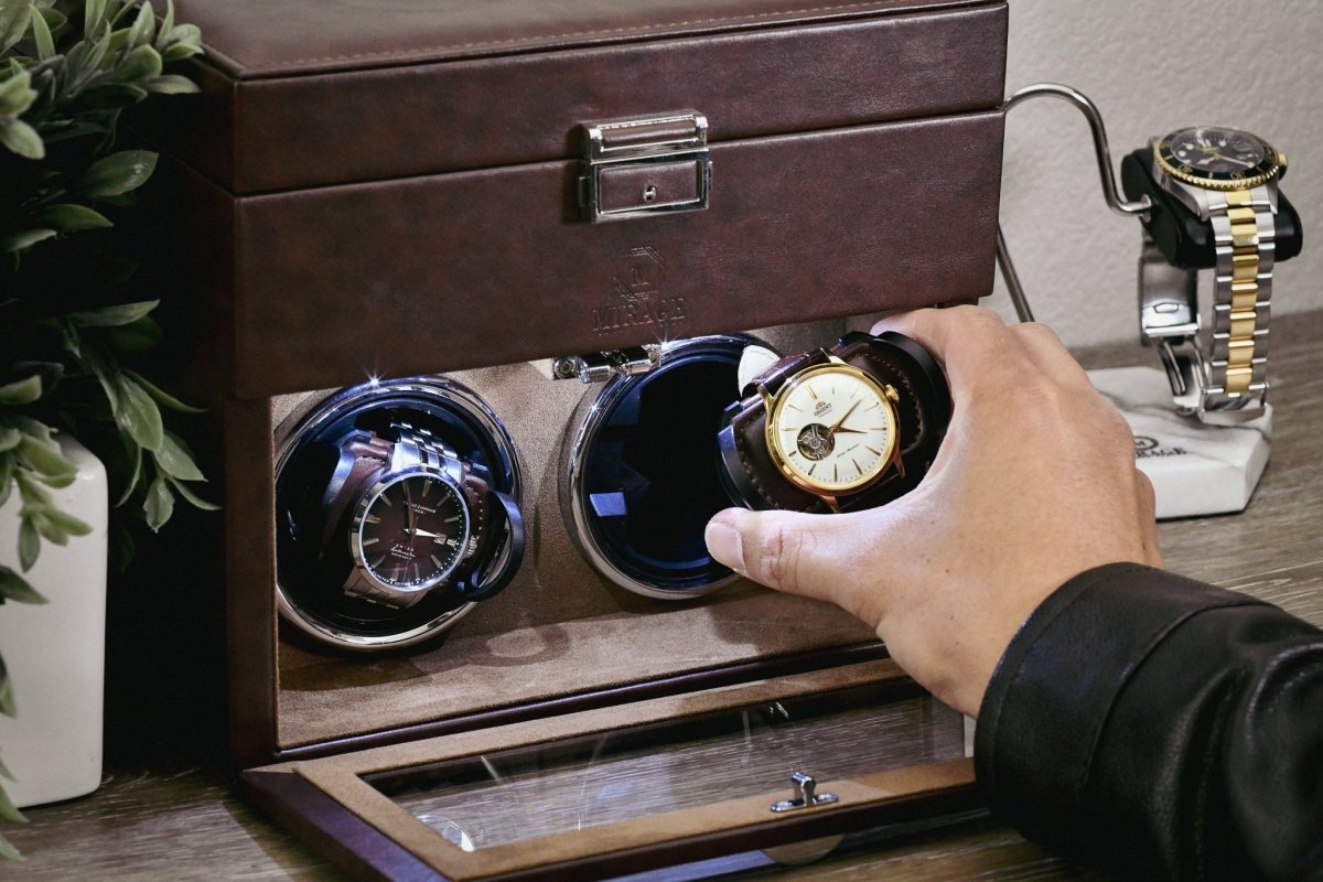 Luxury Watch Winder Box - Coffee Brown watch band - Strapped For Time