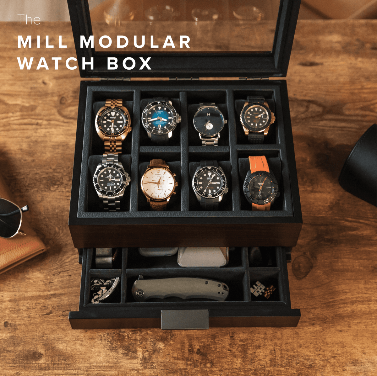 Mill Modular Watch Box - 8 Slot watch band - Strapped For Time