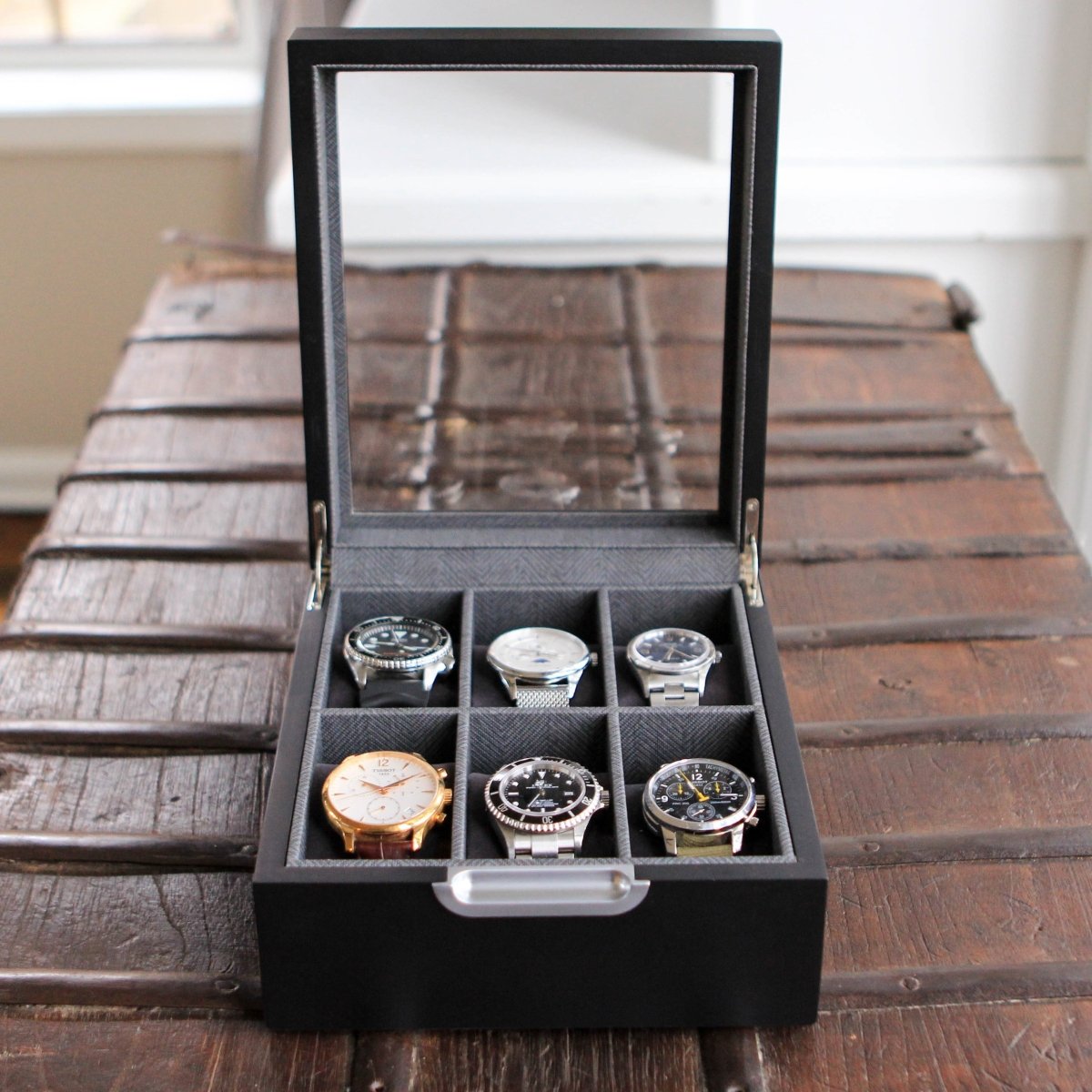 Modern 2x3 Watch Box - 6 Slot watch band - Strapped For Time