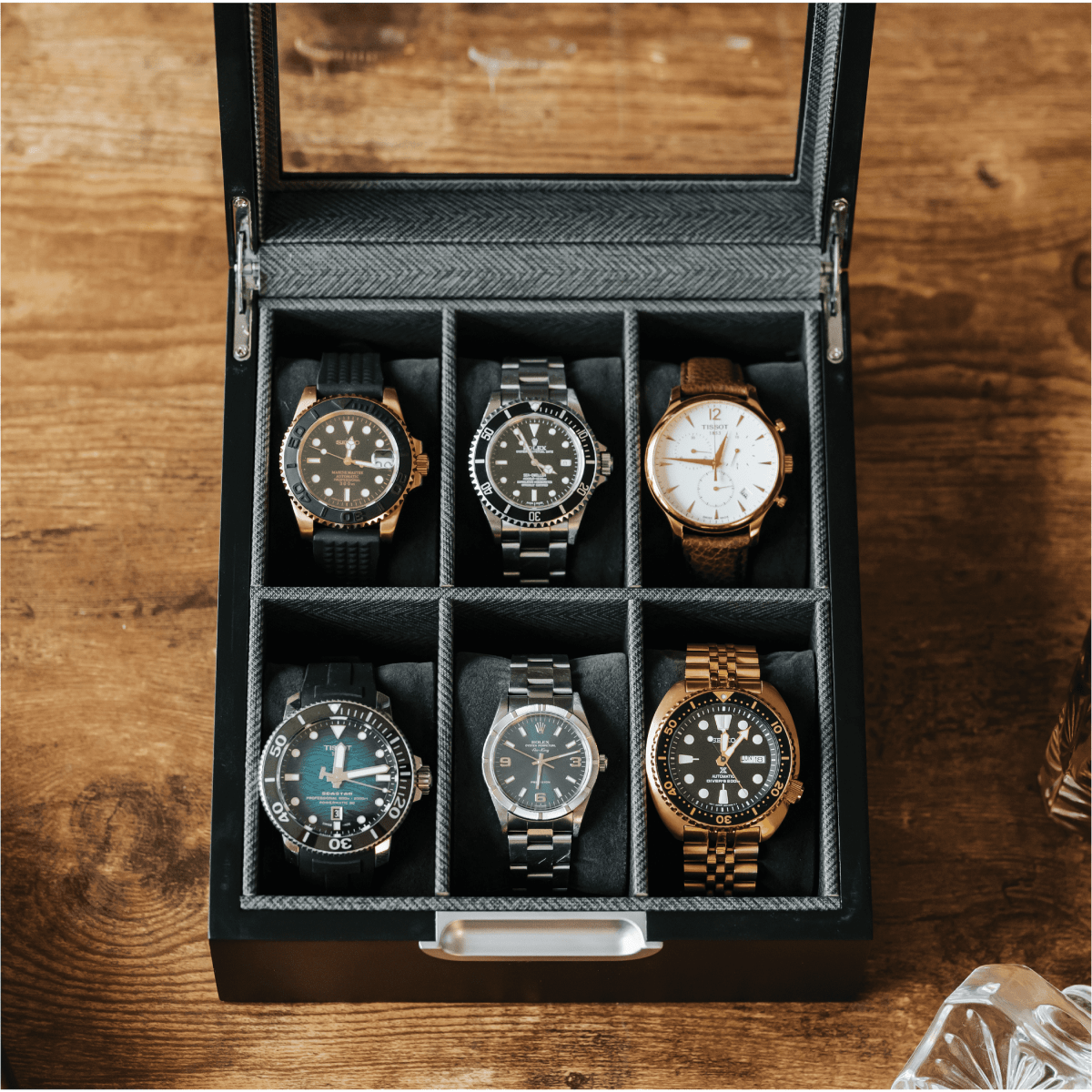 Modern 2x3 Watch Box - 6 Slot watch band - Strapped For Time
