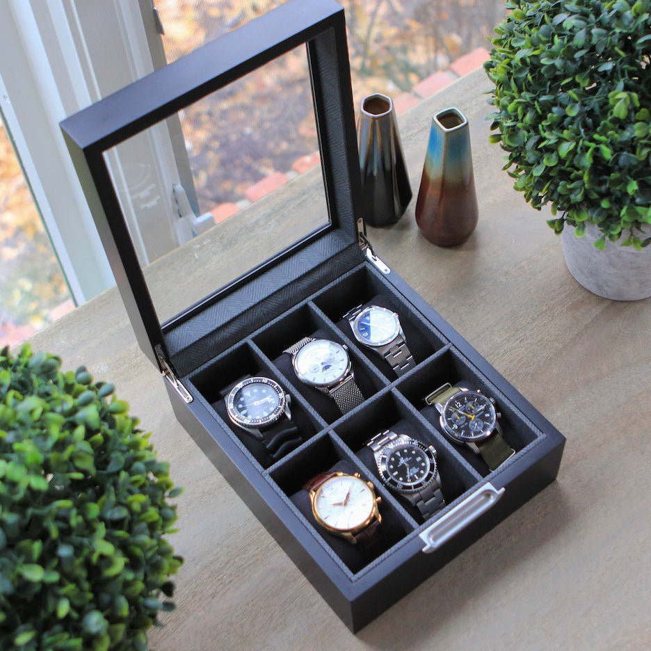 Modern 2x3 Watch Box - 6 Slot watch band - Strapped For Time