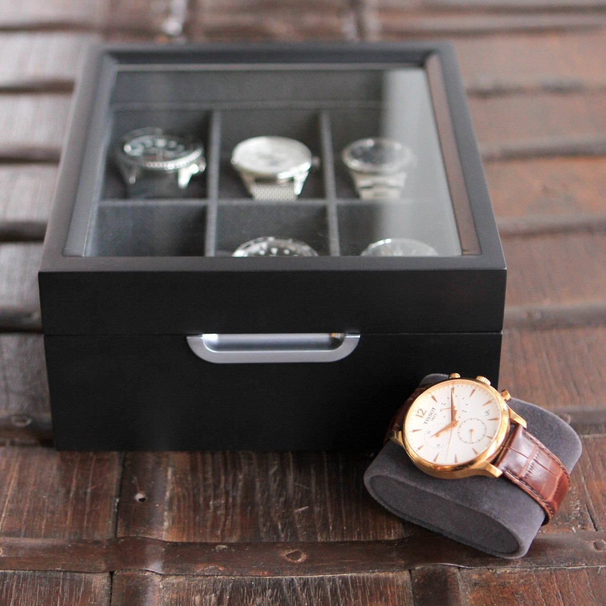 Modern 2x3 Watch Box - 6 Slot watch band - Strapped For Time