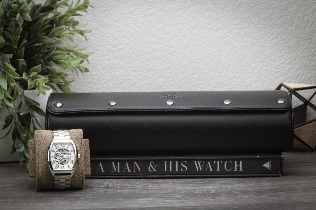 Sable Black Full-grain Cow Leather Watch Roll - 4 Watches watch band - Strapped For Time