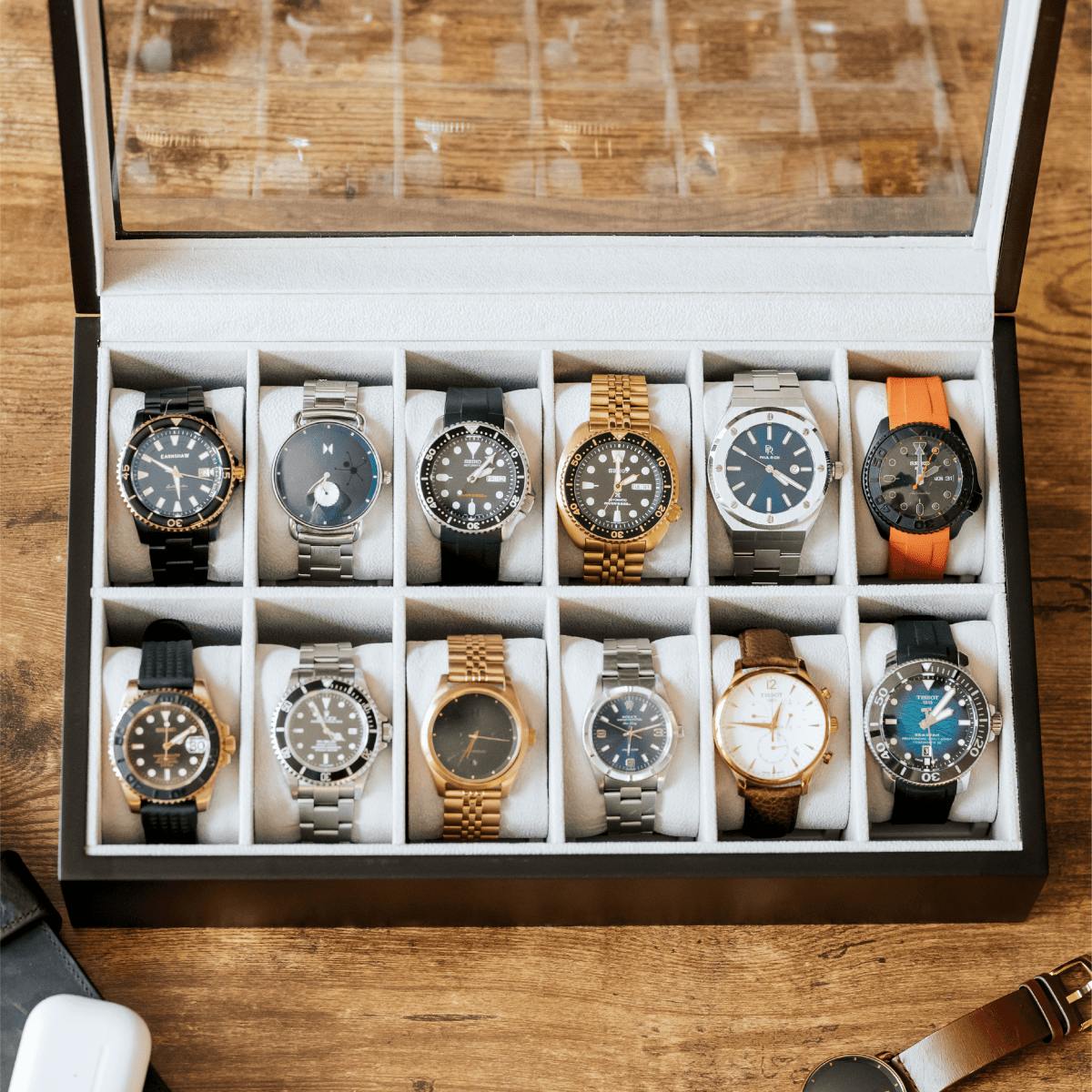 Solid Wood Watch Box - 12 Slot watch band - Strapped For Time