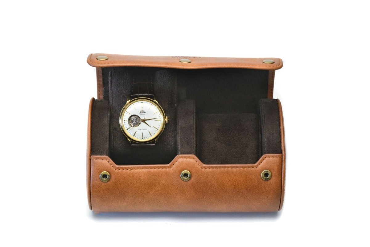 Tawny Brown Full-grain Cow Leather Watch Roll - 2 Watches watch band - Strapped For Time