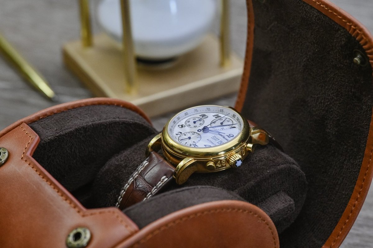 Tawny Brown Full-grain Cow Leather Watch Travel Case - 1 Watch watch band - Strapped For Time