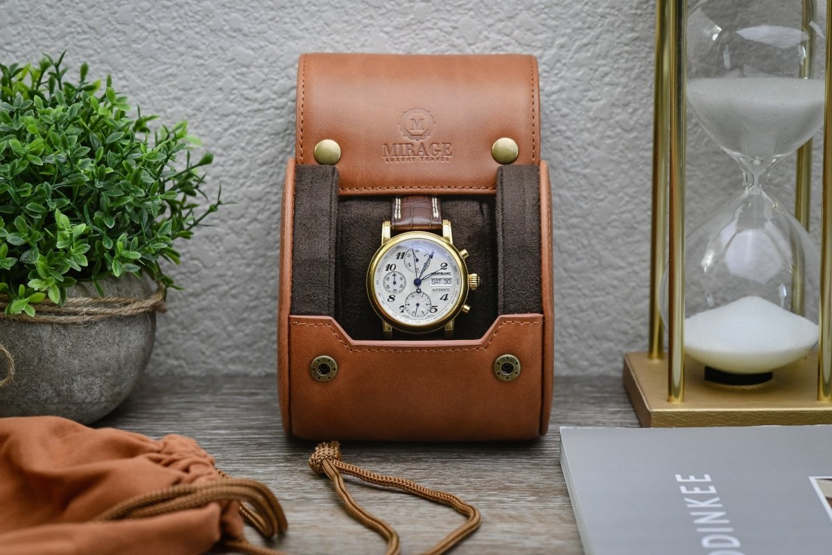Tawny Brown Full-grain Cow Leather Watch Travel Case - 1 Watch watch band - Strapped For Time