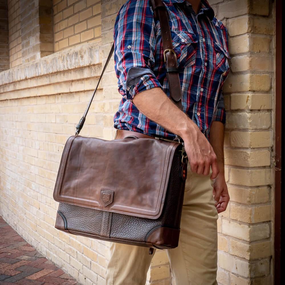 Theodore Leather Messenger Bag watch band - Strapped For Time