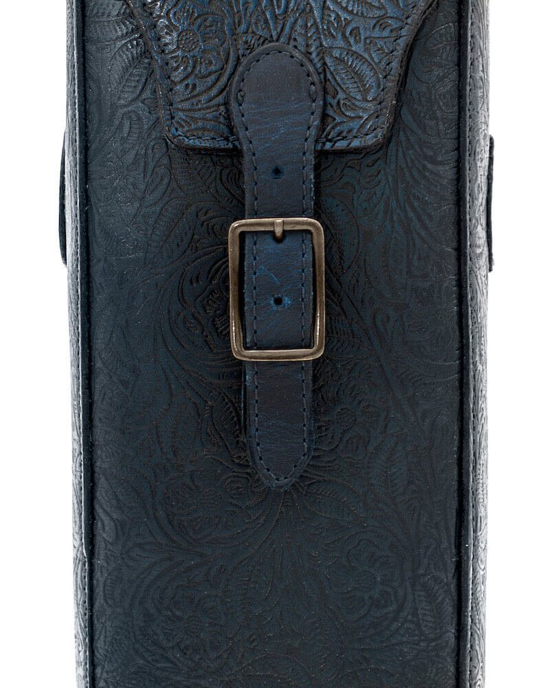 Tooled Leather Two Bottle Wine Carrier watch band - Strapped For Time