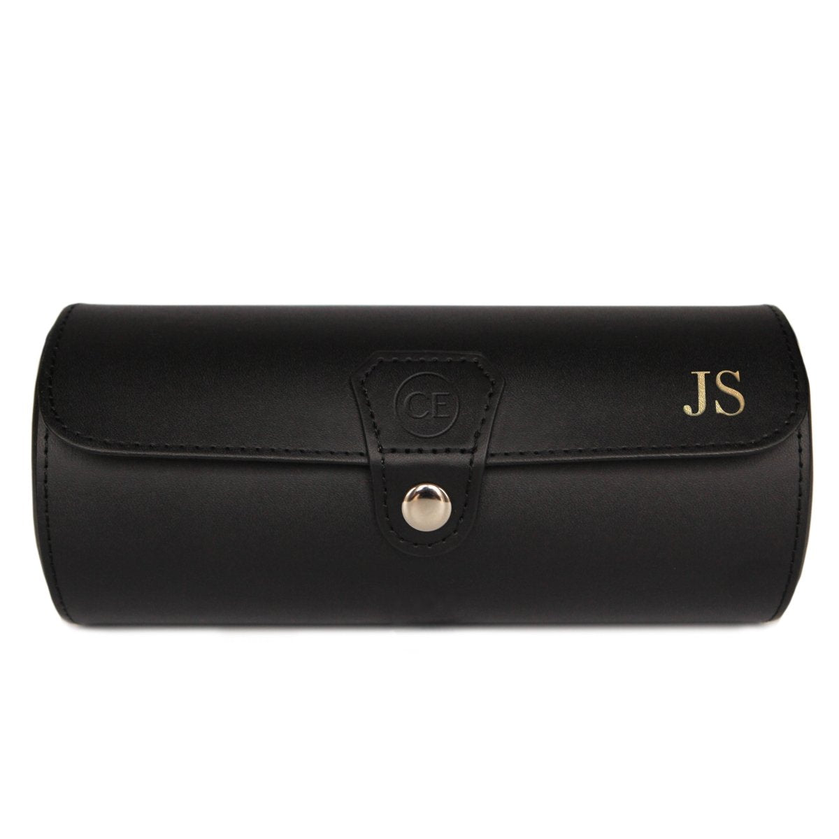 Travel Watch Case - 3 Slot | Black watch band - Strapped For Time