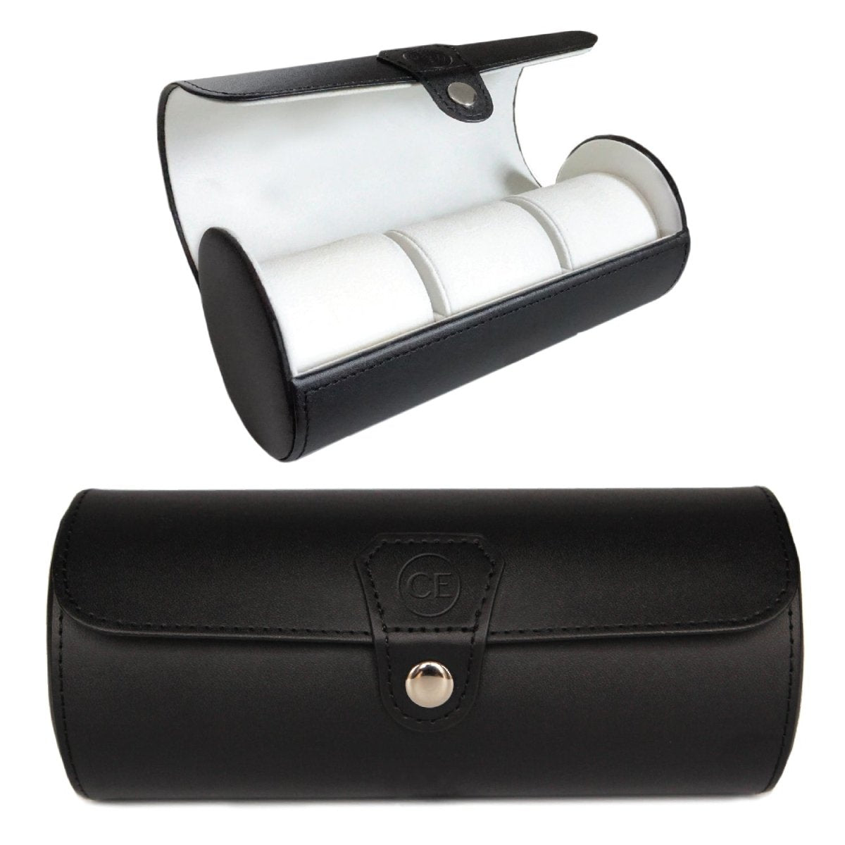 Travel Watch Case - 3 Slot | Black watch band - Strapped For Time