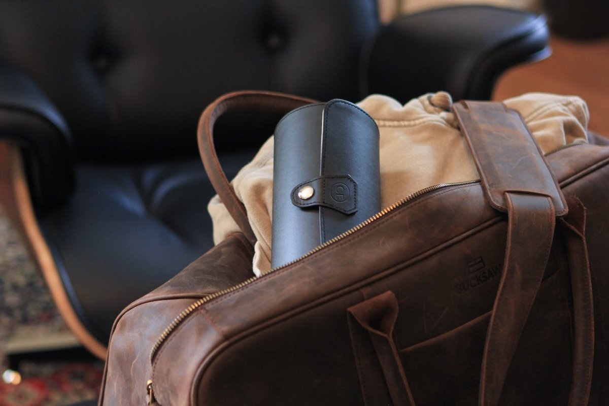 Travel Watch Case - 3 Slot | Black watch band - Strapped For Time