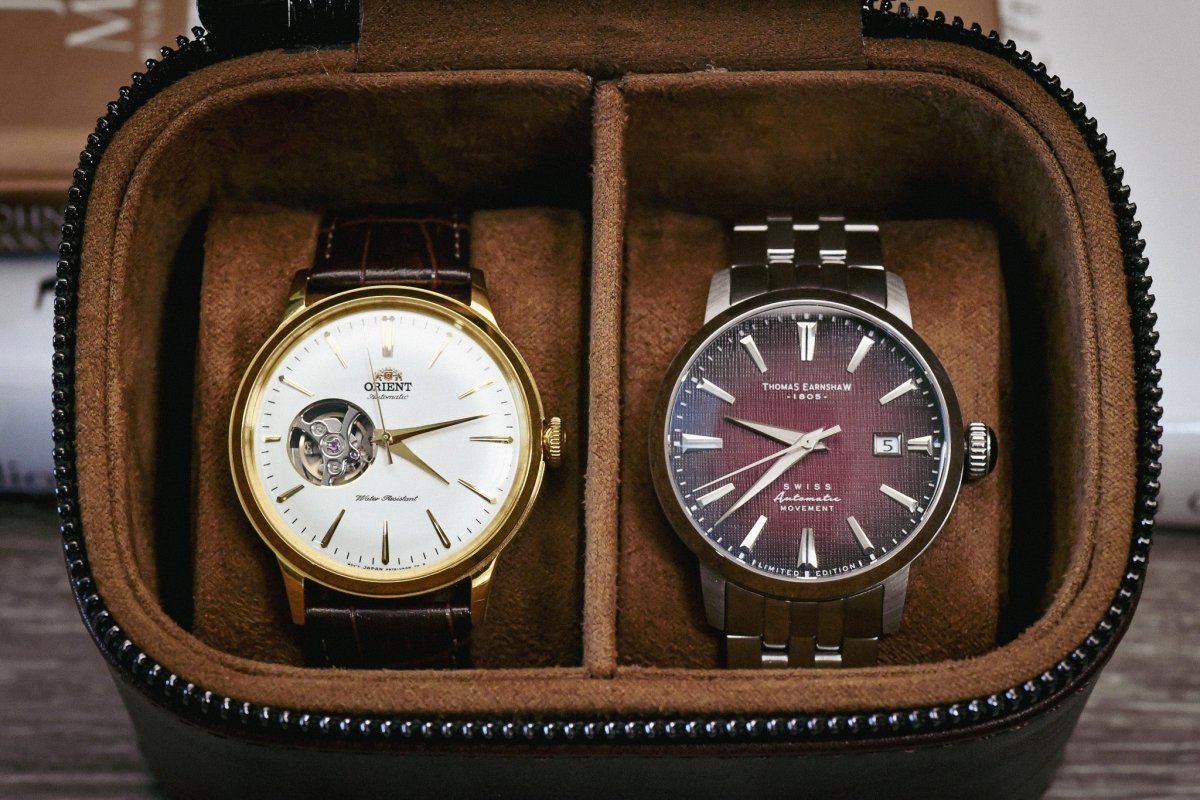 Watch and Jewelry Travel Case - Coffee Brown Leather watch band - Strapped For Time