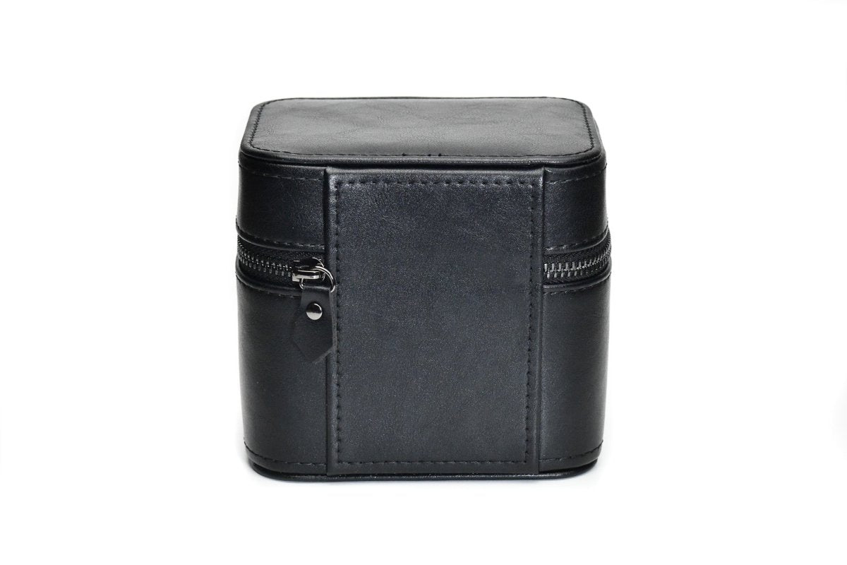 Watch and Jewelry Travel Case - Genuine Leather - Obsedian Black watch band - Strapped For Time