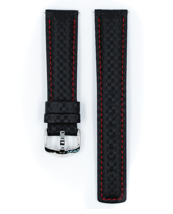 Hirsch Carbon Watch Band | Black-Red