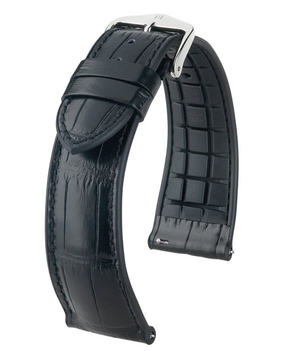 Hirsch IAN Genuine Alligator Waterproof Watch Band Black