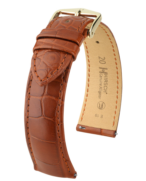 Hirsch Classic Cut Genuine Alligator Watch Band | Gold Brown