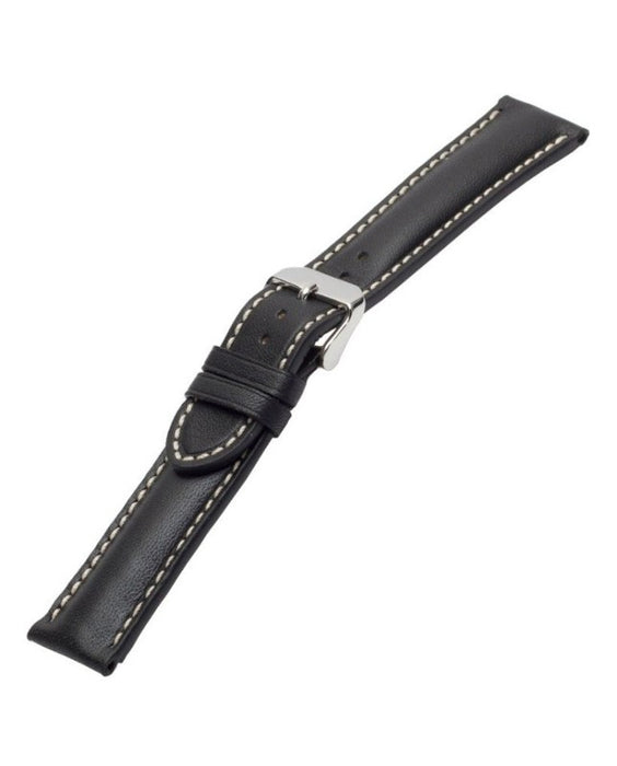 Padded Chrono Leather Watch Band Black