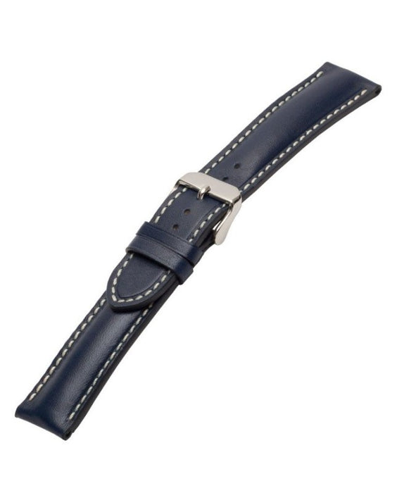 Padded Chrono Leather Watch Band Blue