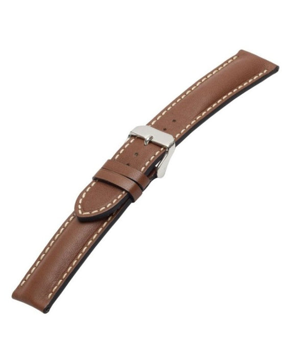Padded Chrono Leather Watch Band Brown
