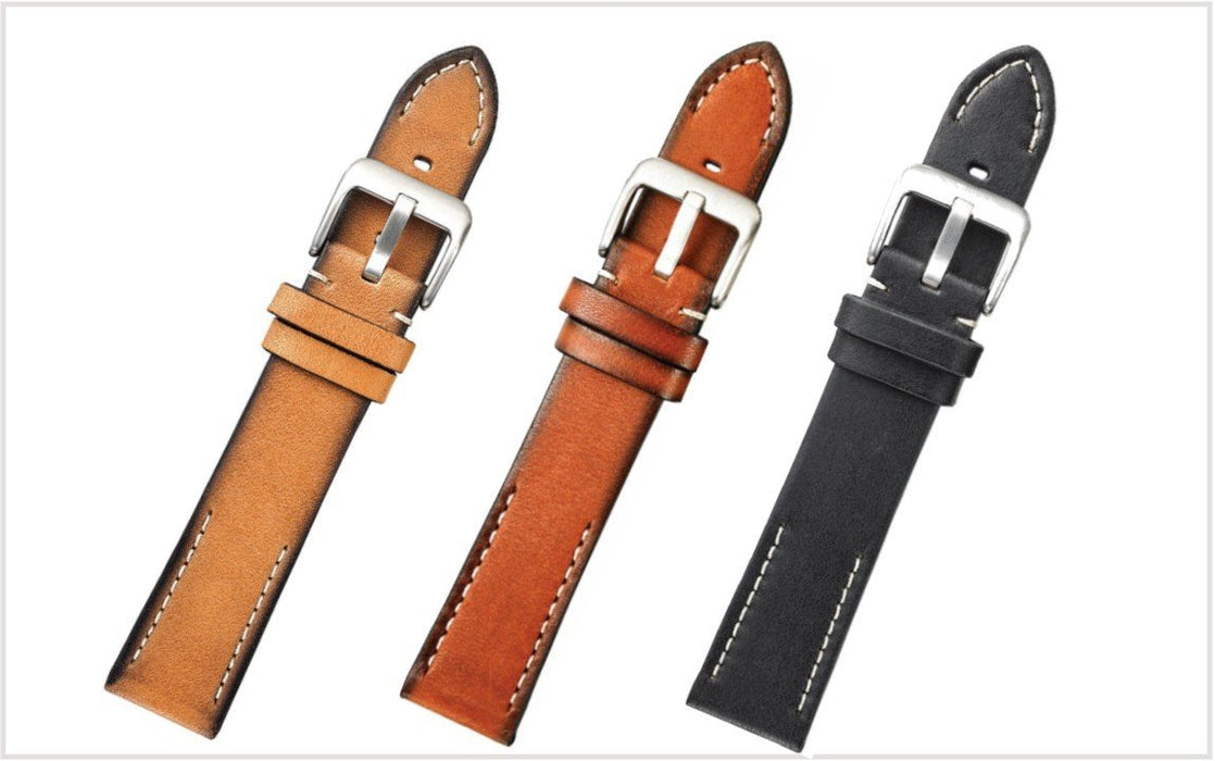 Myrde Disciplinære Mindful Hand Painted Vintage Leather Watch Band Cognac — Strapped For Time