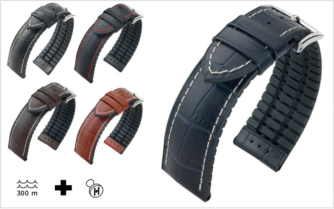 Hirsch George Watch Band Black-Red watch band - Strapped For Time
