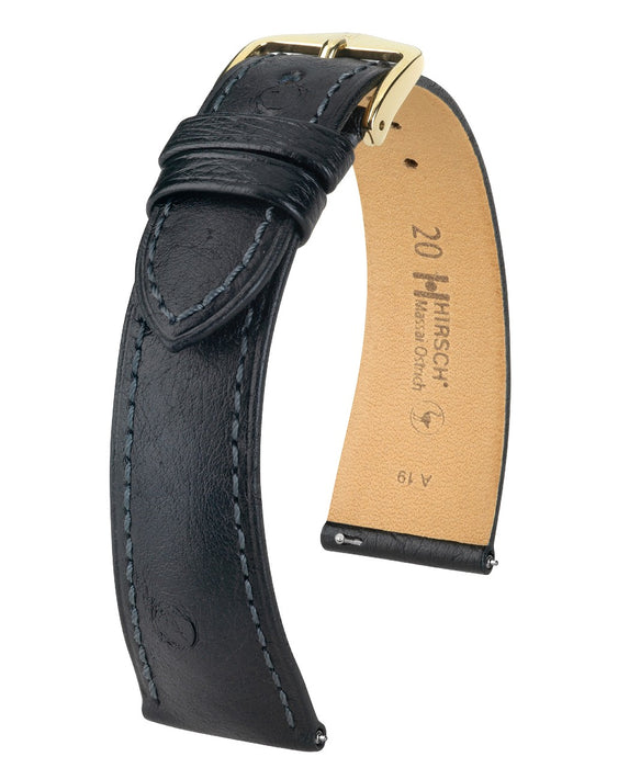 Hirsch Massai Genuine Ostrich Watch Band | Black