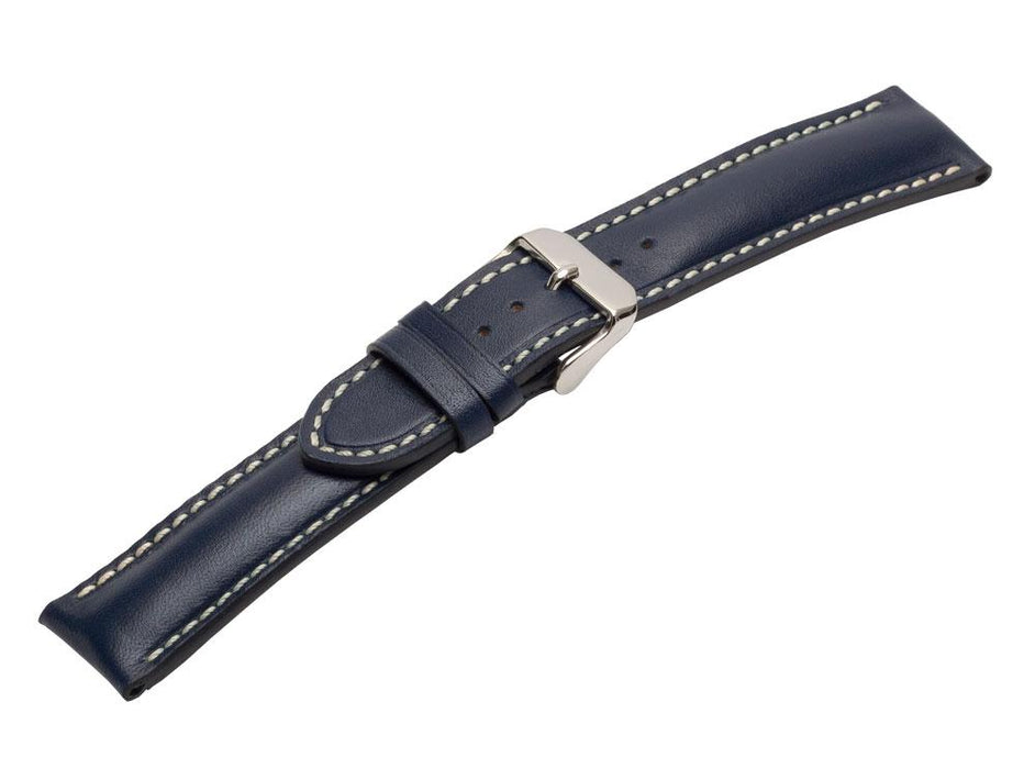 Padded Chrono Leather Watch Band Blue watch band - Strapped For Time