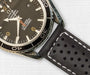 Perforated Leather Black-White Stitch watch band - Strapped For Time