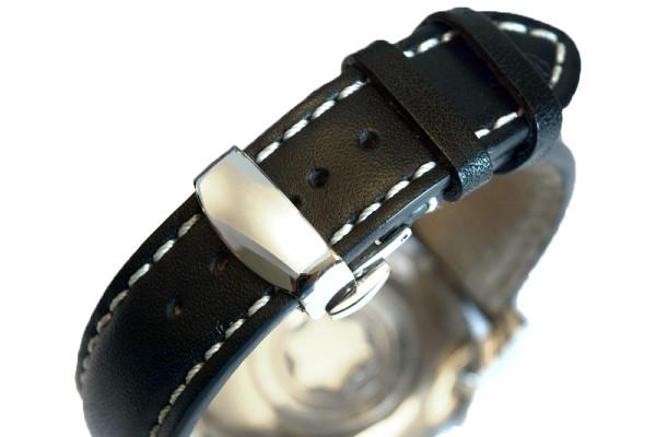 Polished Push Button Clasp watch band - Strapped For Time - Fine Quality Watch Bands
