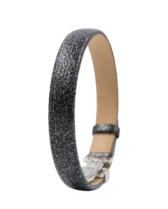 SETH Leather Clasp Bracelet | Black-Silverdust